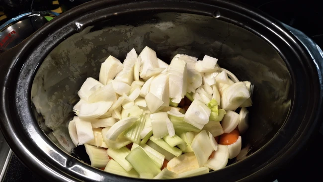 onions added to slowcooker
