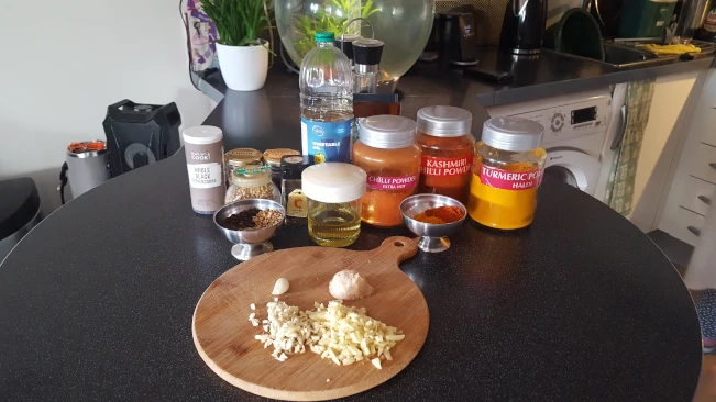 ingredients prepared for the spices to make the masala curry paste ingredients spices