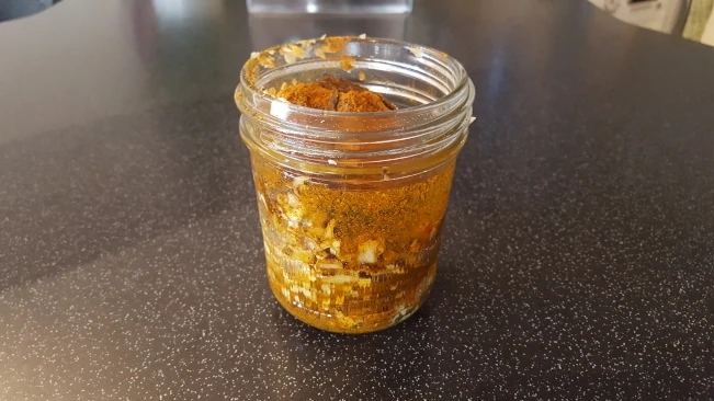 spice, ginger & garlic mix in a pot spices in jar