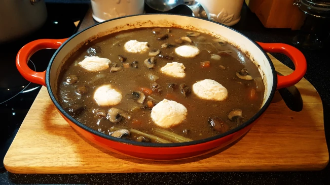 dumplings added for beef stew and dumplings dumplings added to stew