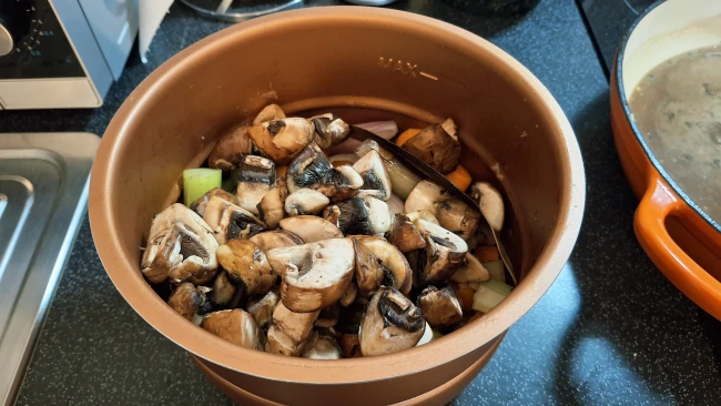 ingredients in pressure cooker pot