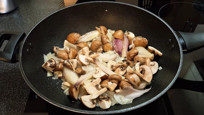 mushrooms frying
