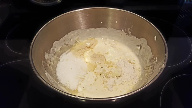 flan filling in bowl