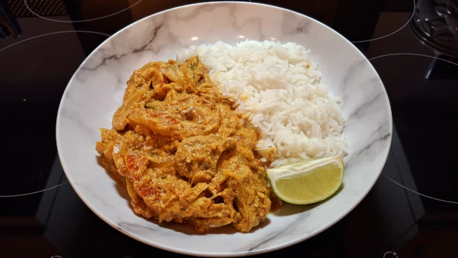 caribbean creamy pork curry and rice