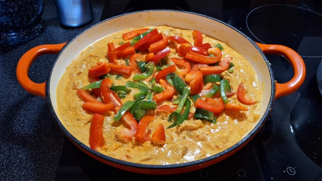 yogurt combined with ingredients in pan