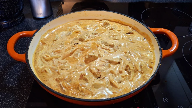 yogurt combined with ingredients in pan
