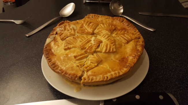 hicken and Gammon Pie pie cooked
