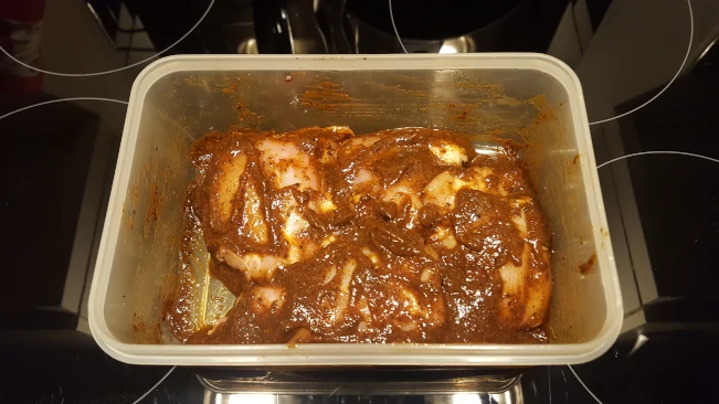 chicken coated in marinade
