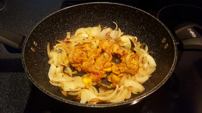 chicken added to onions