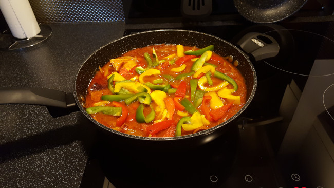 add sliced peppers
