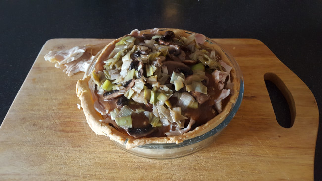 add leeks and mushrooms
