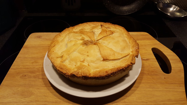 chicken pie cooked