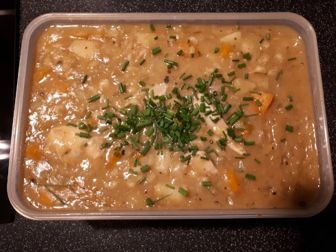 chicken soup in container