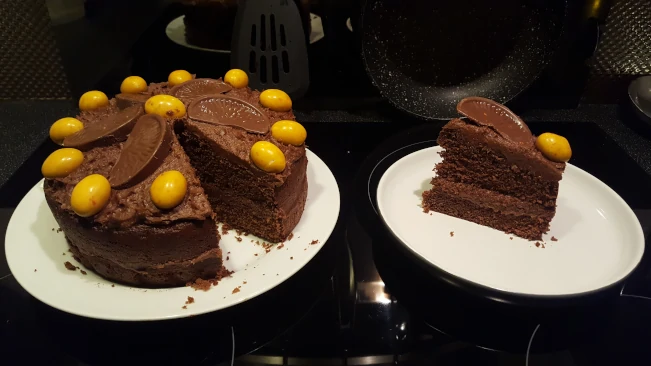 chocolate cake for easter sliced chocolate cake for easter sliced