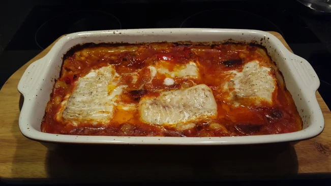 chorizo cod stew baked