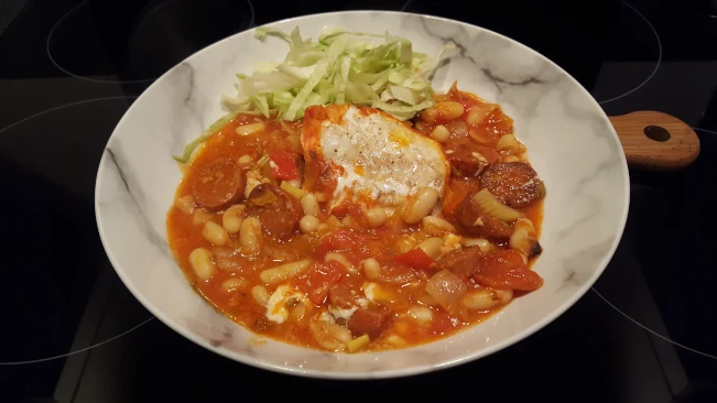 chorizo cod stew plated 04