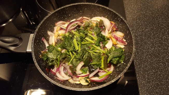 coriander added to fried spices for dhal with fried spices coriander added to fried spices