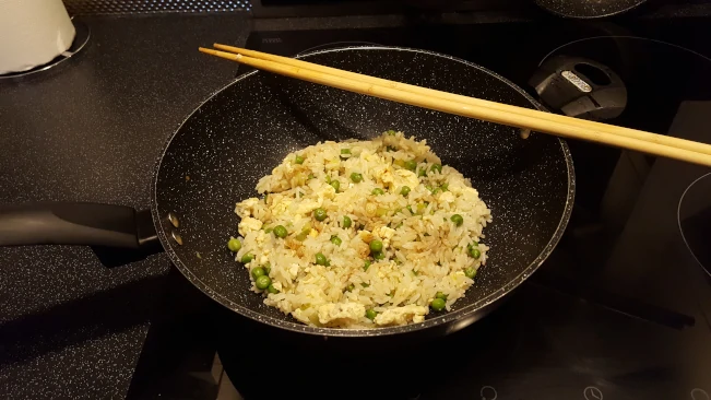 egg fried rice cooked in a wok egg fried rice cooked