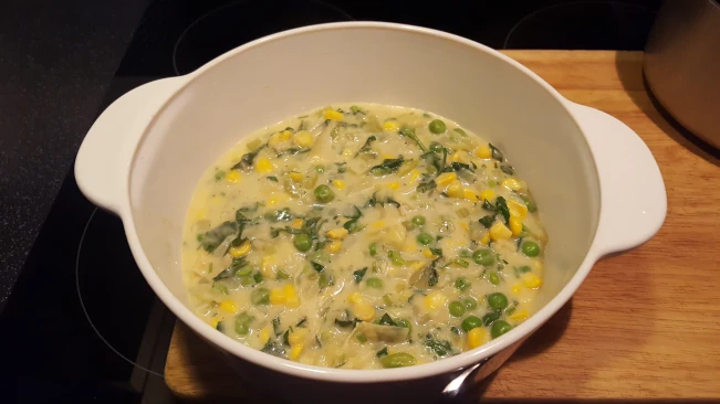 peas sweetcorn in sauce for mum's fish pie peas sweetcorn in sauce