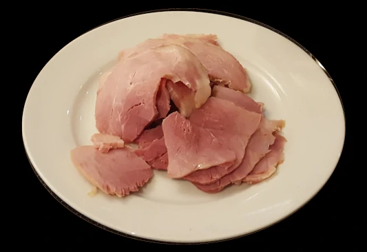 gammon slices on plate
