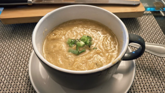 close up of jamaican pumpkin soup