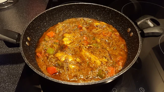 peppers cooked until soft in the karahi chicken curry peppers cooked