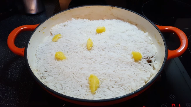 rice dotted with ghee