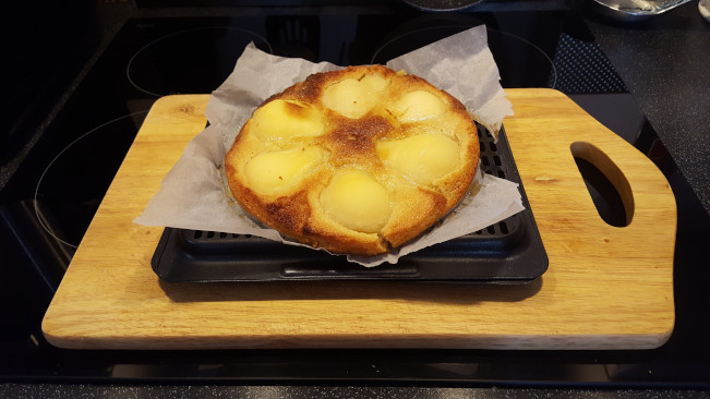 pear almond tart cooling