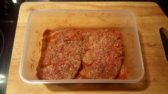 pork steaks marinating for peri peri pork steaks pork steaks marinating