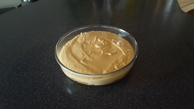 dish with cake mix