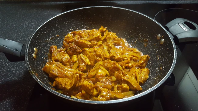 curry paste coated pork