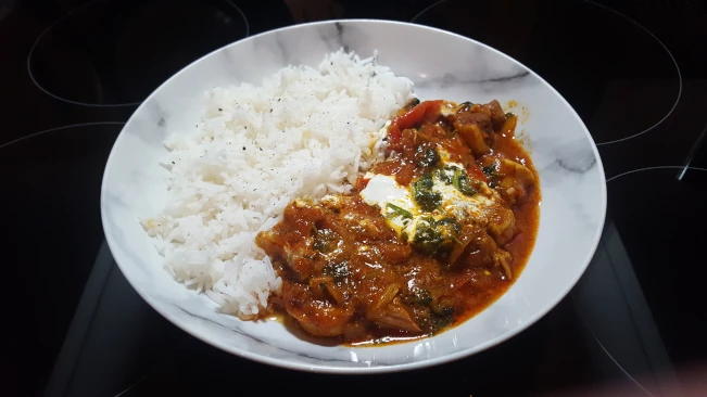 rogan josh pork curry and rice