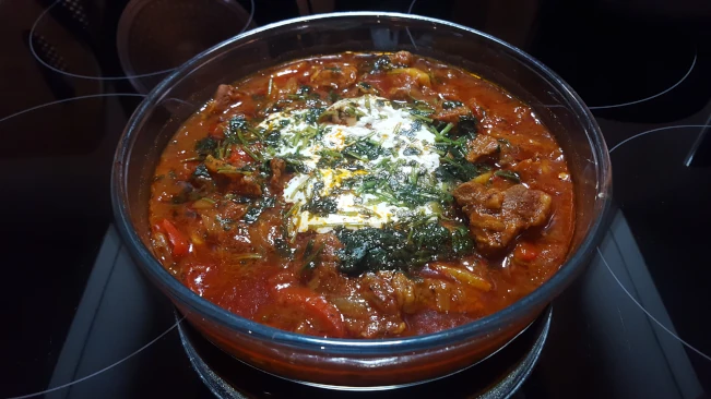 rogan josh pork curry in dish