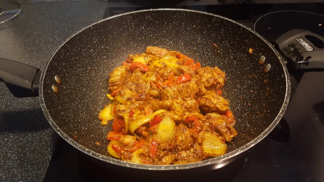 spice paste cooked into beef