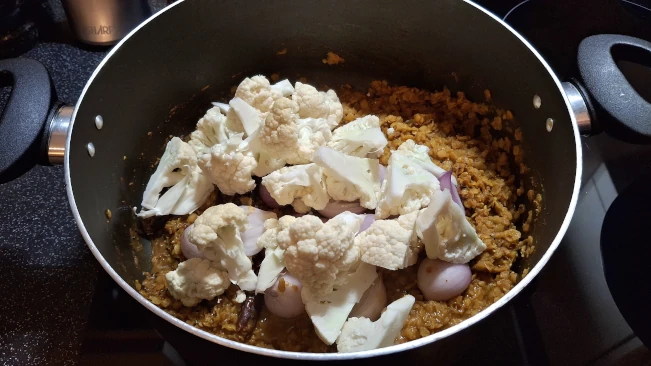 cauliflower added for sambar cauliflower added
