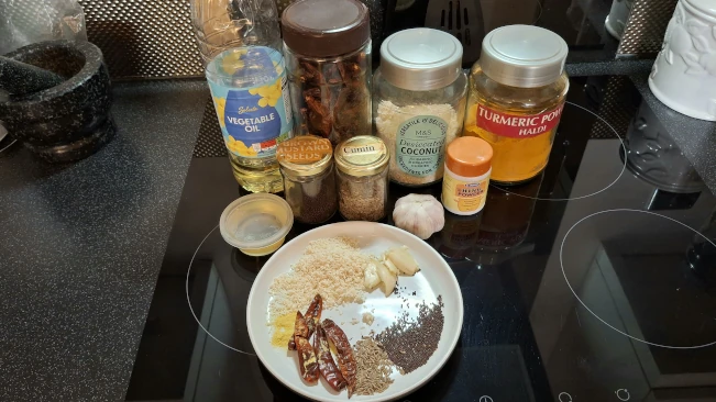 ingredients for the spice base of Sambar ingredients spice base