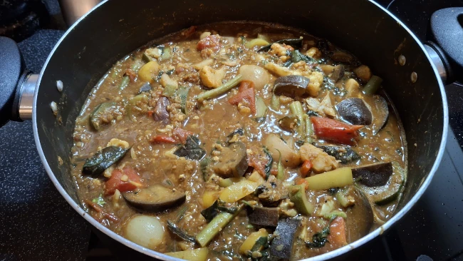 cooked sambar in a large pan sambar cooked