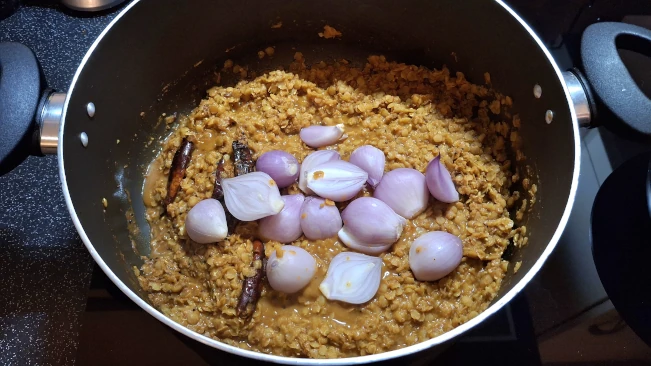 shallots added for sambar shallots added