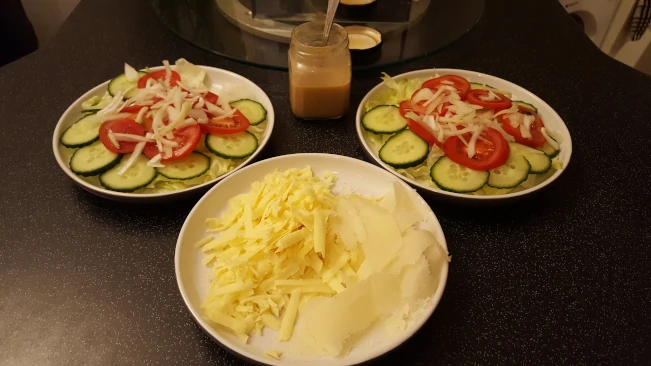 side salad dressing and grated cheese