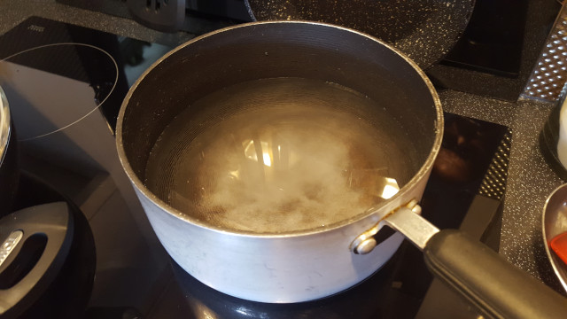 salted water in a pan