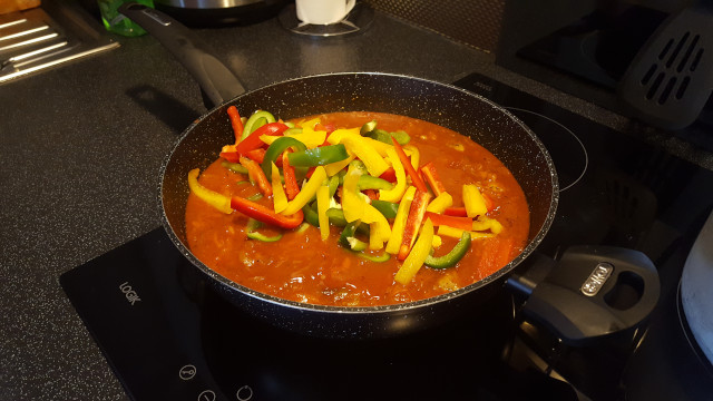 add sliced peppers