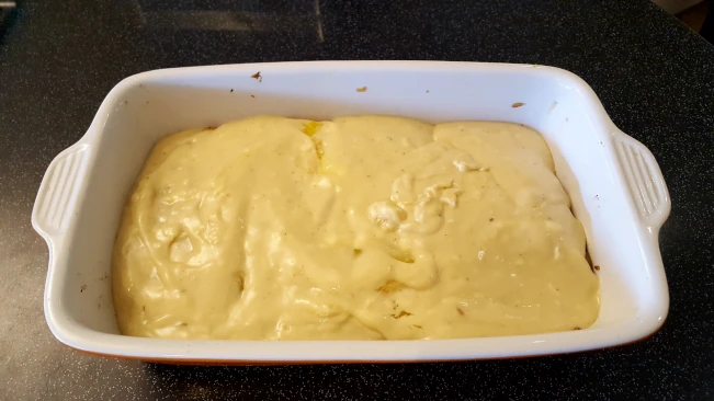 sauce added to dish for smoked haddock bacon bake sauce added to dish