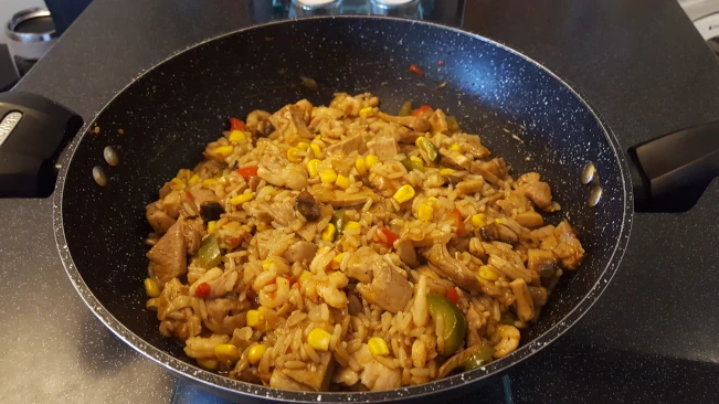 special fried rice in a wok