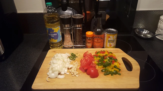 ingredients for Spicy Baked Beans & Peppers ingredients