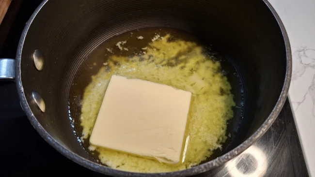 butter melting in a pan