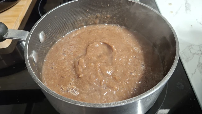 dates blended in a pan