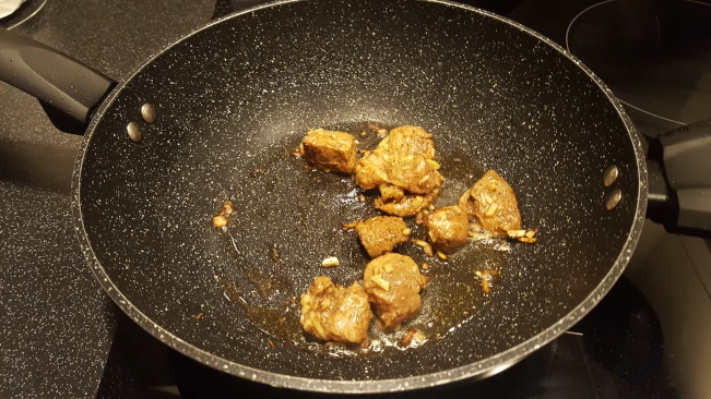 browning the pork in batches pork frying 1