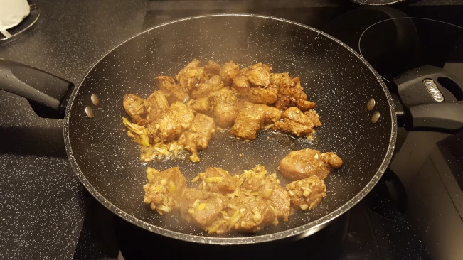 push to the side when brown pork frying 2