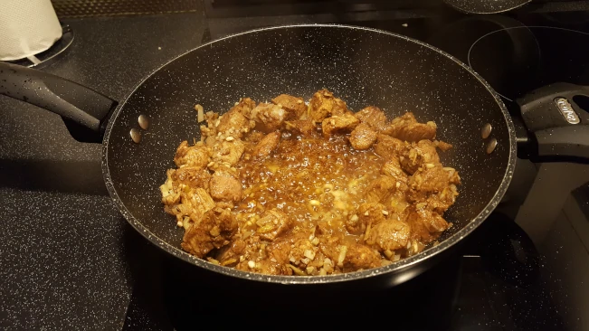add sugar to melted butter pork frying add sugar 1