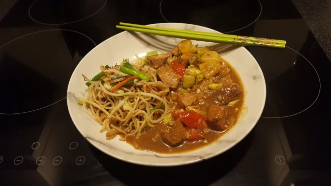 sweet and sour pork sweet and sour pork noodles